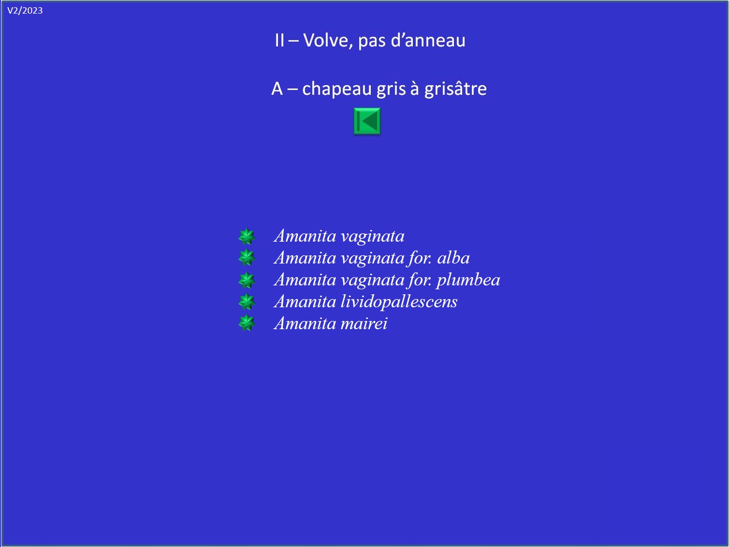 Amanites - Liste II-A: